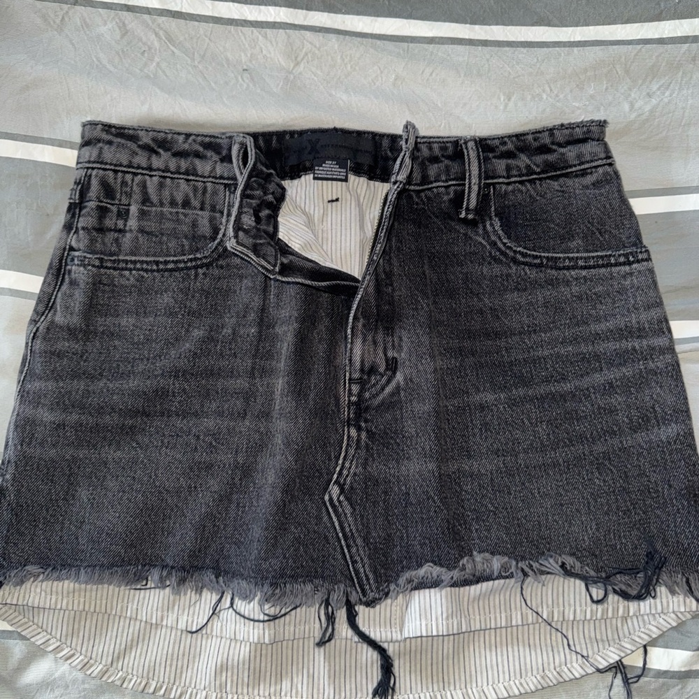 Alexander Wang Distressed Black Denim Mini Skirt